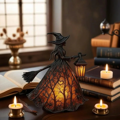 🧙‍♀️Lámpara de bruja, una decoración de linterna gótica espeluznante, un adorno de lámpara de mesa único, una luz de noche con patas, adecuada para el hogar, el porche, la oficina y la decoración de fiestas.