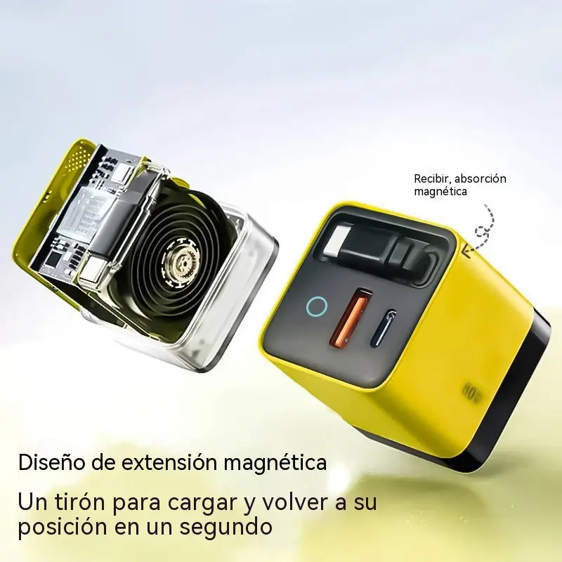 Cargador de pared de carga rápida de 80 W con cable USB-C retráctil de 80 cm.
