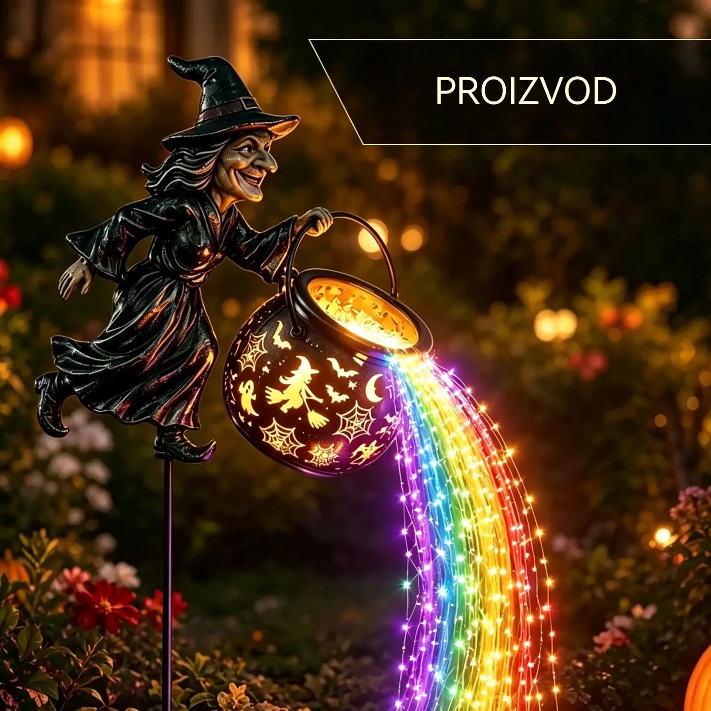 🧙‍♀️🎃LED vrtna svjetiljka u obliku vještičkog kotla – zadivljujući vanjski ukrasi 🔮✨