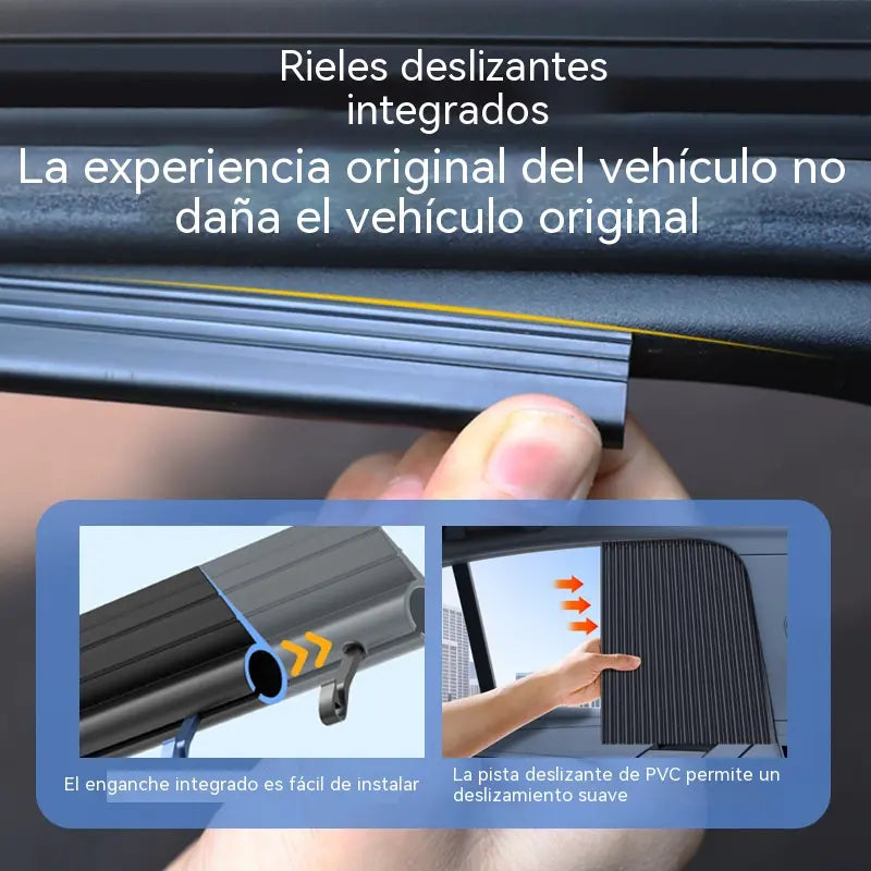 [Juego de 4 piezas] Cortina parasol con riel deslizante para ventanilla de coche y aislamiento térmico