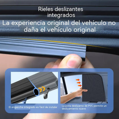 [Juego de 4 piezas] Cortina parasol con riel deslizante para ventanilla de coche y aislamiento térmico