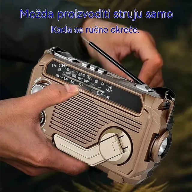 🔦 Radio de emergencia portátil con carga manual y luz LED