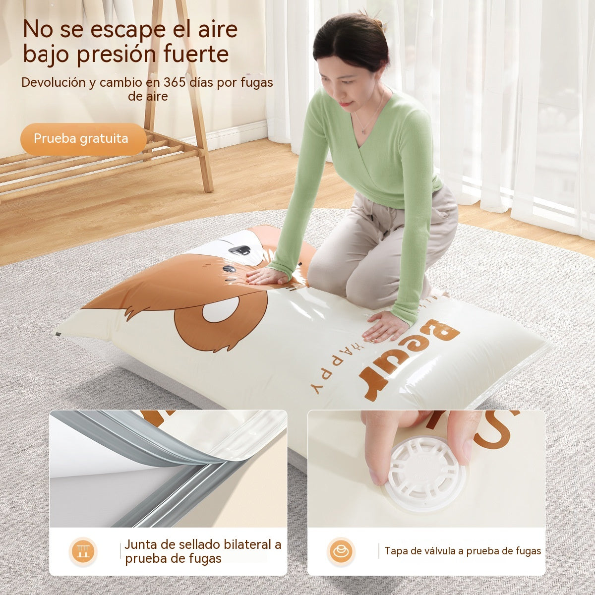 🧳【Juego de 5 piezas】💨 Bolsa de almacenamiento al vacío grande y compresible: no requiere bomba, es a prueba de fugas e ideal para ahorrar espacio en maletas y en casa ✈️