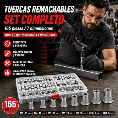 Kit de tuercas remachables moleteadas