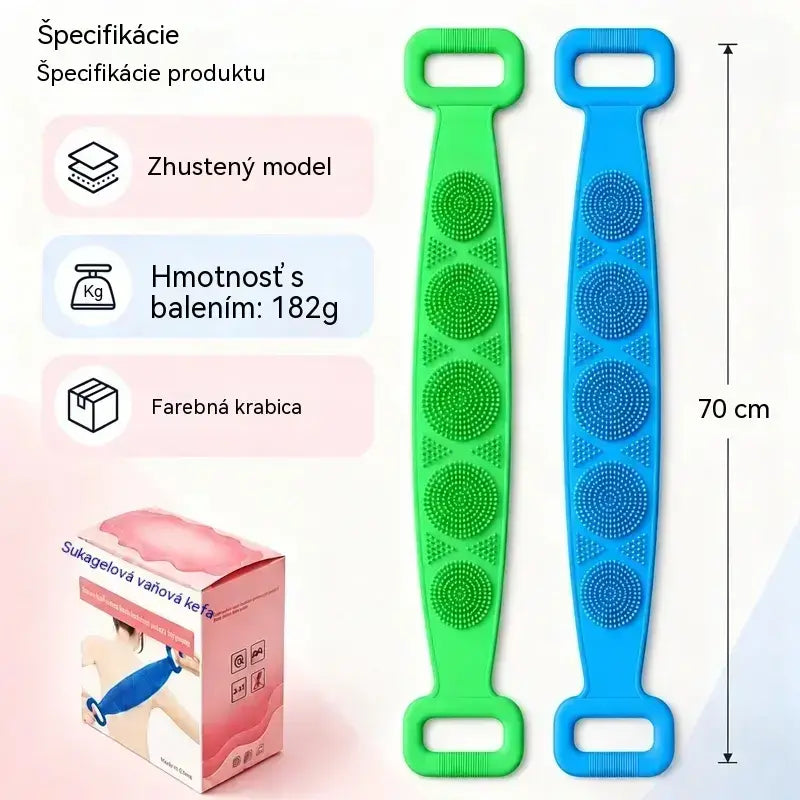 🔥Kúpte 1, 1 dostanete zadarmo🔥2 kusy za 23 eur🛁 Obojstranná silikónová rukavica do kúpeľa – extra dlhá telová drhnúca hubka pre jednoduché čistenie chrbta