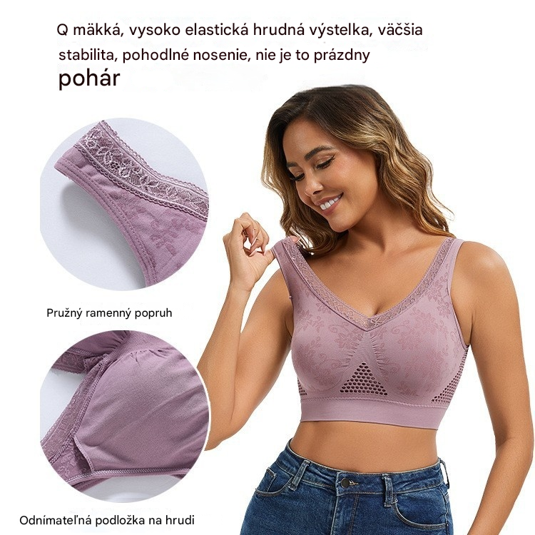 😍❤️40-120 kg【Paquete de 3】✨ Sujetador de encaje inalámbrico con gran sujeción para mujer