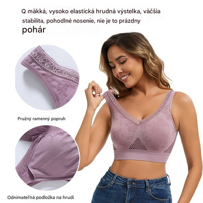 😍❤️40-120 kg【Paquete de 3】✨ Sujetador de encaje inalámbrico con gran sujeción para mujer