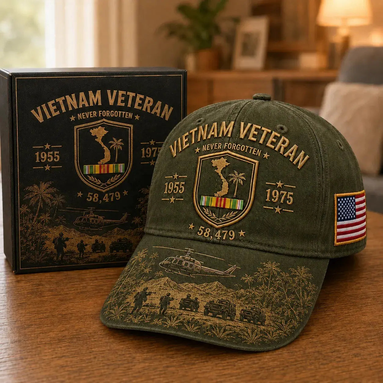 🏆Último día de promoción: ¡45% de descuento! 🏜️ Gorra conmemorativa para veteranos de la Guerra del Golfo – Gorra de veterano con el escudo del desierto