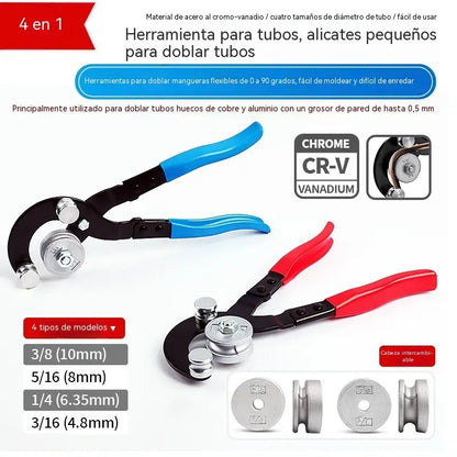 Dobladora manual de tubos – Herramienta de curvado para tuberías de cobre, aluminio (aire acondicionado), hierro y acero inoxidable de 5, 6, 8 y 10 mm.