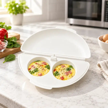 🍳 Savršen doručak za nekoliko minuta! Aparat za omlet u mikrovalnoj pećnici 🥚 | Dizajn s dva odjeljka · Materijal koji se ne lijepi za prehrambene proizvode · Uklonjiva šarka za jednostavno čišćenje · Brzo kuhanje, bez potrebe za uljem