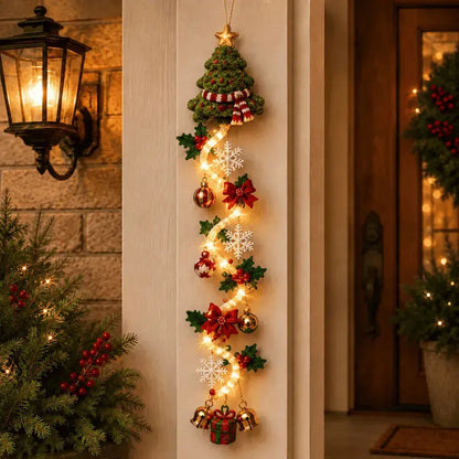 🎄 Vianočné svietiace dekorácie na dvere MerryCascade | 6 slávnostných dizajnov, teplé svetlo, 3D detaily a priestorovo úsporný vertikálny dizajn ✨