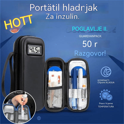 Putna hladnjača za inzulin s prikazom temperature