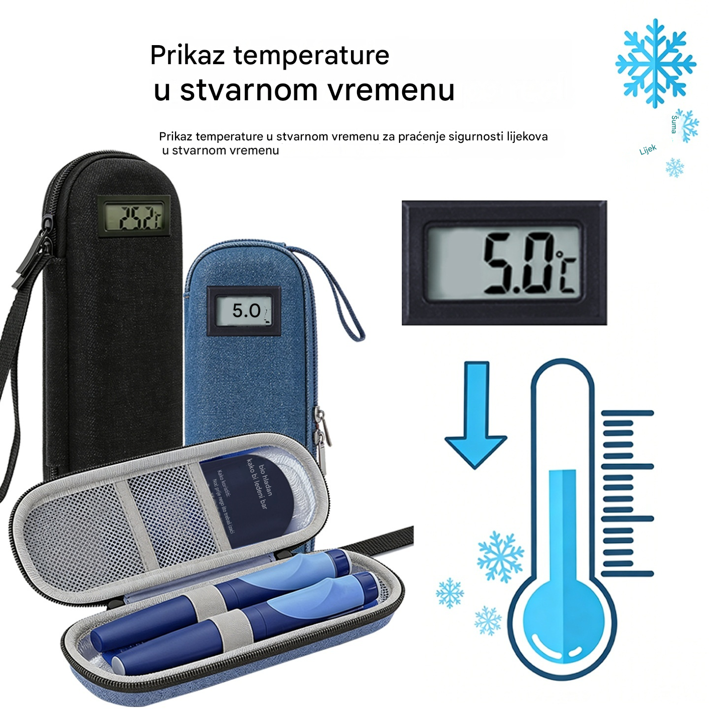 ❄️✈️Prijenosni hladnjak za inzulin s indikatorom temperature