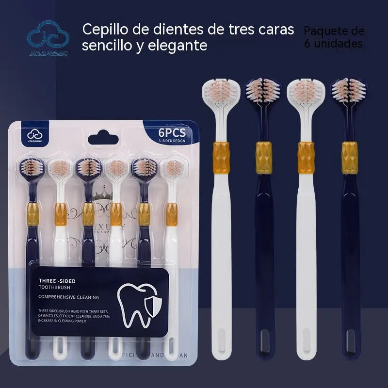 Cepillo de dientes de tres caras con cerdas suaves