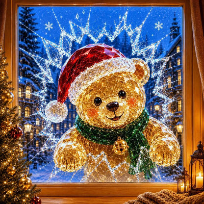 2 artículos por 28 €-✨🎄Adhesivo para ventana con efecto de rotura navideña — Decoración navideña 3D para ventanas con efecto de cristal roto