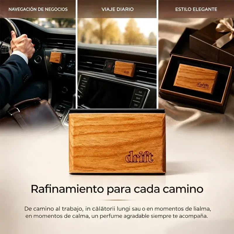 Ambientador para coche – Ambientador con auténtica base de madera – Eliminador de olores para interiores de coche – Fragancia de larga duración