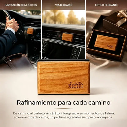 Ambientador para coche – Ambientador con auténtica base de madera – Eliminador de olores para interiores de coche – Fragancia de larga duración