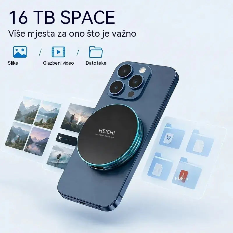 🧲 Brzi magnetski prijenosni SSD od 16 TB | Brzina prijenosa 1050 MB/s i kompatibilnost s više uređaja ⚡