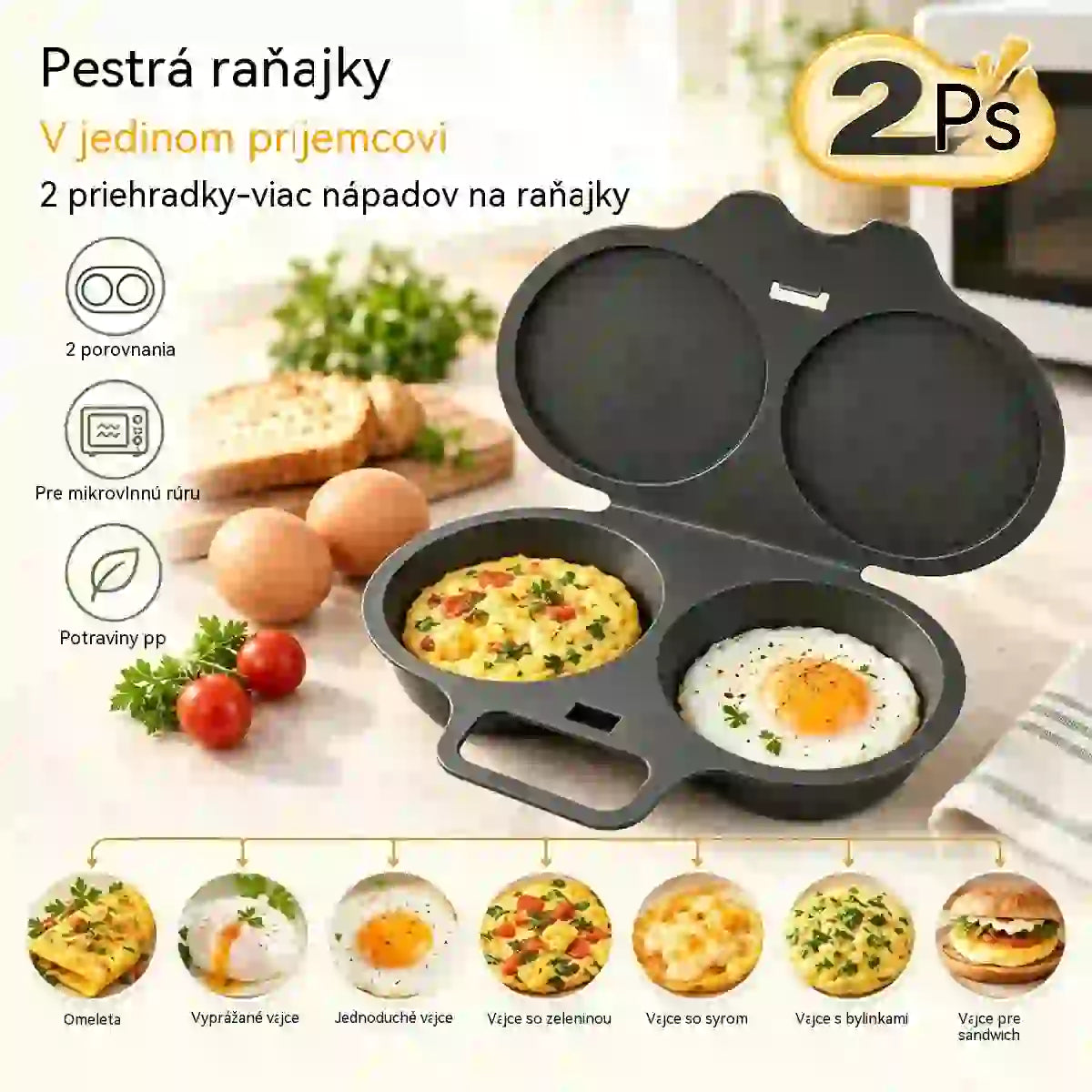 🎁2 kusy za 20 €💥Vajíčkový hrniec do mikrovlnky: dvojitý, nepriľnavý a ľahko sa čistí.🏠