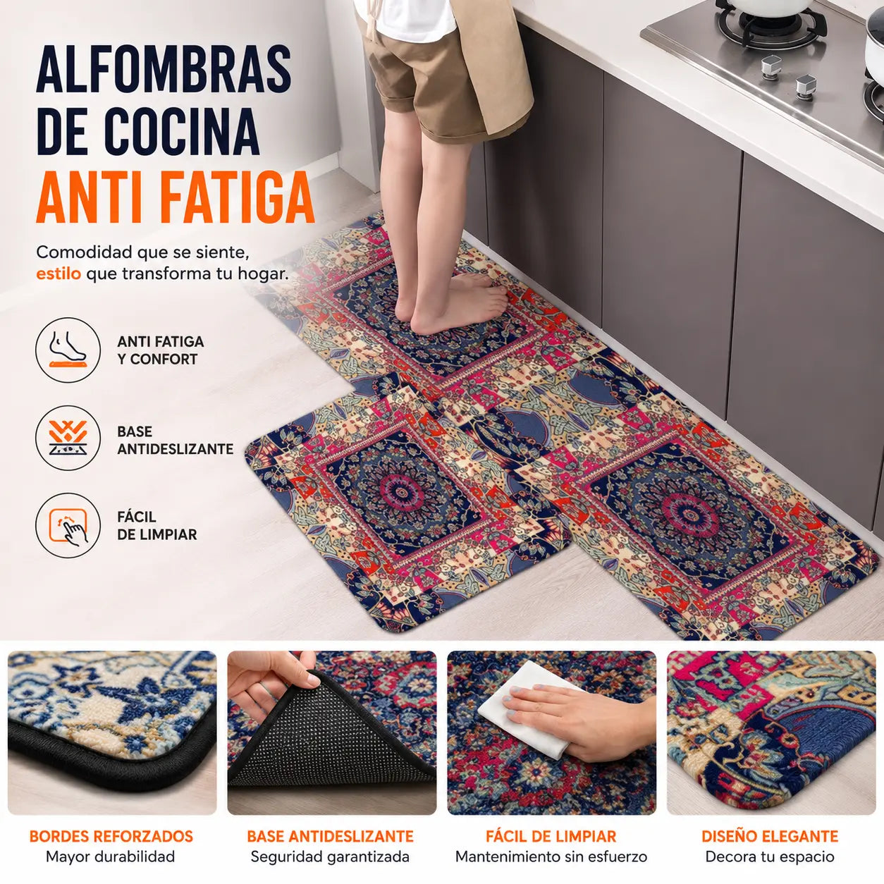 🧽 (40*60 cm + 40*120 cm)2 piezas 29€✨ Alfombra de cocina de diatomita antideslizante súper absorbente
