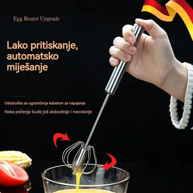 🥚 KUPI 2, DOBIJ 1 GRATIS! 🔥 Poluautomatska ručna mutilica za jaja od nehrđajućeg čelika – Brza i izdržljiva – Savršena za jaja, tijesto ili vrhnje – Glatko mućenje bez napora 🍳