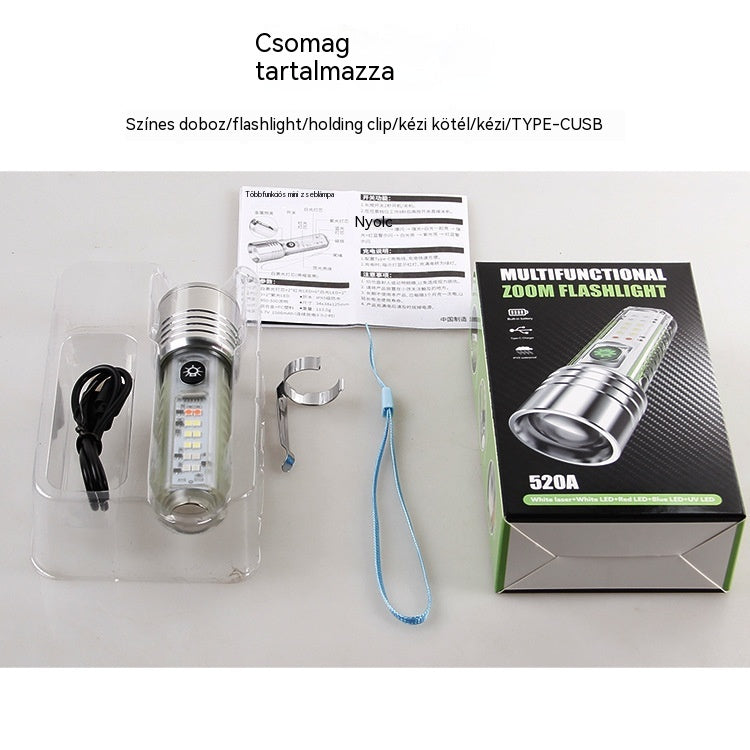 👍👍Linterna compacta de alta intensidad con luz lateral multifunción, carga rápida tipo C, portabilidad y batería de duración ultralarga.