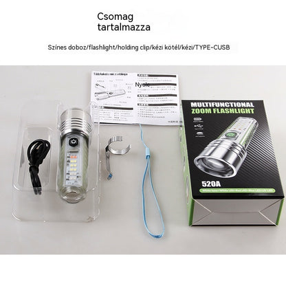 👍👍Linterna compacta de alta intensidad con luz lateral multifunción, carga rápida tipo C, portabilidad y batería de duración ultralarga.