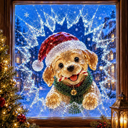 2 artículos por 28 €-✨🎄Adhesivo para ventana con efecto de rotura navideña — Decoración navideña 3D para ventanas con efecto de cristal roto