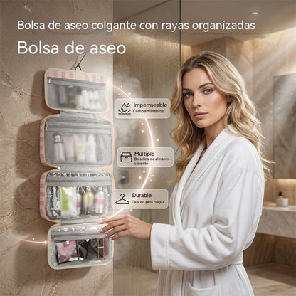 Neceser colgante a rayas para viajes