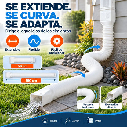🏡 Kit de extensión flexible para bajante de canalón – Tubo de drenaje ajustable de 22 a 63 pulgadas con filtro de hojas para proteger los cimientos