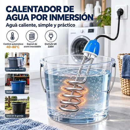 Calentador de agua por inmersión de 1500 W y 220 V para camping y cubos de agua