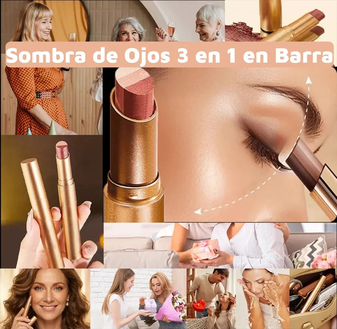 30%OFF🔥【Compra 1 y recibe 1 gratis】 ✨Sombra de Ojos 3 en 1 en Barra – Brillo Instantáneo, Efecto Lifting y Larga Duración 💄