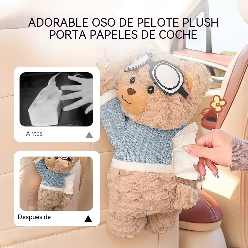 🥳¡Promoción imperdible en 2026!🥳💞¡Ventas superadas las 50.000! ⏳✨Adorable caja de pañuelos para coche con forma de oso de peluche