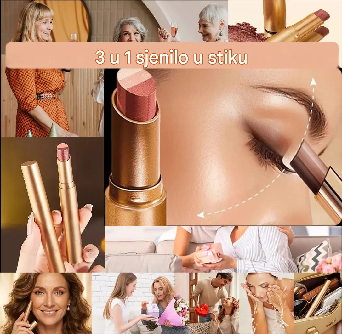 🔥【Kupite 1, dobijte 1 gratis】 ✨3-u-1 sjenilo u stiku – trenutni sjaj, lifting efekt i dugotrajnost 💄