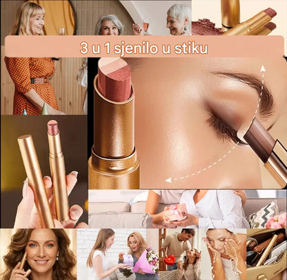 🔥【Kupite 1, dobijte 1 gratis】 ✨3-u-1 sjenilo u stiku – trenutni sjaj, lifting efekt i dugotrajnost 💄