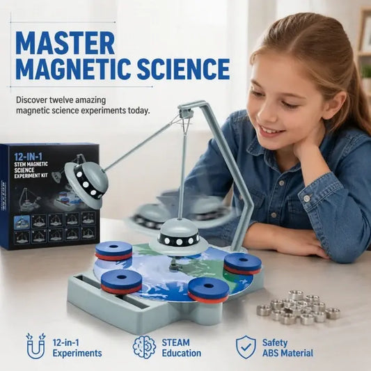 📢📢40% POPUSTA!! ⏰ Komplet za eksperimente s magnetima 12 u 1 – Edukativna igračka – Savladajte magnetsku znanost, izgradite vlak Maglev i prkosite gravitaciji! ✨