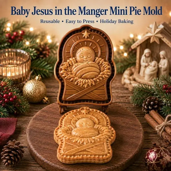 ✝️ Colección de mini moldes para tartas navideñas Faith & Nativity | Moldes reutilizables con relieve para dar forma a tartas con detalles como Jesús orando, el pesebre de la Natividad, etc. 🥧✨