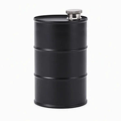 Petaca portátil de acero inoxidable 304 con forma de bidón para acampar al aire libre.