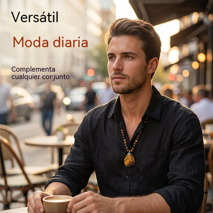 🐯🔥 ¡Oferta por tiempo limitado: 52% de descuento! Collar de hombre con cuentas de ojo de tigre natural: cordón tejido a mano, cuentas pulidas y lisas que realzan tu estilo único ✨