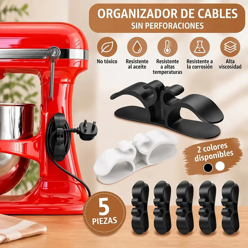 【5 piezas 24€】Organizador de cables de escritorio sin necesidad de taladrar