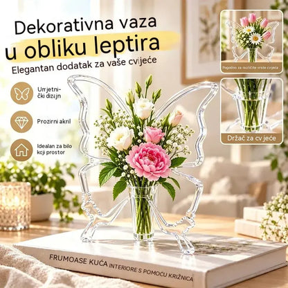 🦋 Prozirna hidroponska vaza s motivom leptira | Kreativna ukrasna vaza za stol | Dekoracija za dom i dnevni boravak ✨
