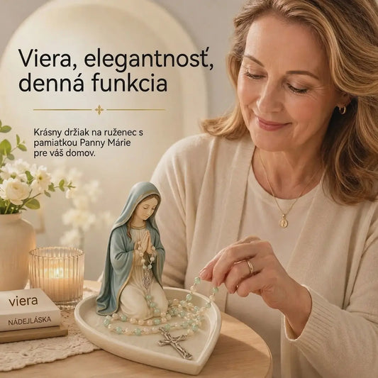 ✝️Skvelá ponuka: zľava 50 % – keramická tácka „Graceful Faith“ s motívom Panny Márie, určená na odkladanie ružencov alebo pamätných predmetov.
