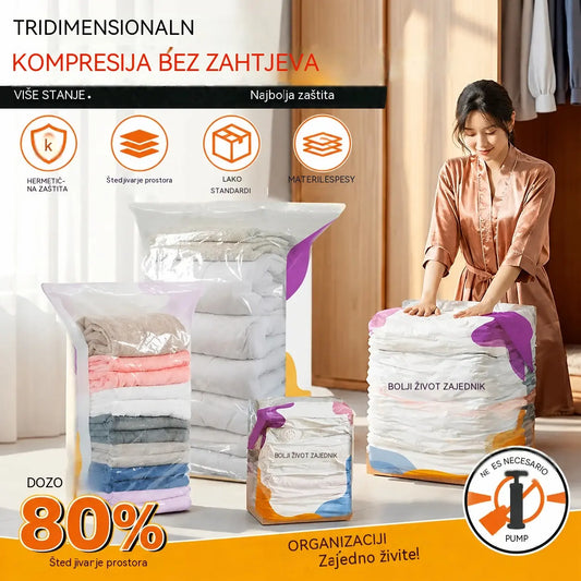【30%OFF】⏳ Vremenski ograničena ponuda 🔥【Set od 4】Vreće za vakuumsku kompresiju bez pumpe, vrećice za pohranu otporne na prašinu