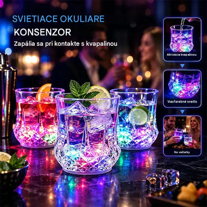 ✨💎Sada krištáľových pohárov s LED svetlom aktivovaným kvapalinou🥂