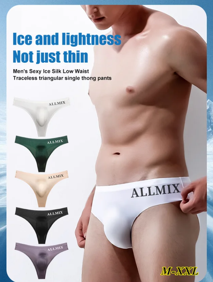 【Balíček po 5 kusoch】 【M–2XL】Nové pánske bezšvové spodky z ľadového hodvábu s nízkym strihom – 【50–90 kg】