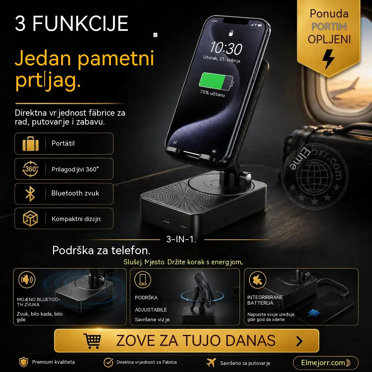 🔥 3 en 1: Altavoz Bluetooth + cargador + soporte para teléfono de 360° 📱🔊⚡