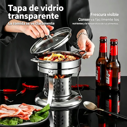 🔥Oferta por tiempo limitado: ¡50% de descuento! ✨Horno portátil de alcohol tipo olla caliente – Inalámbrico, de acero inoxidable, imprescindible para acampar🍲