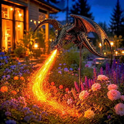 Nový produkt: Dekoratívna záhradná lampa v tvare ohnivého draka napájaná solárnou energiou.