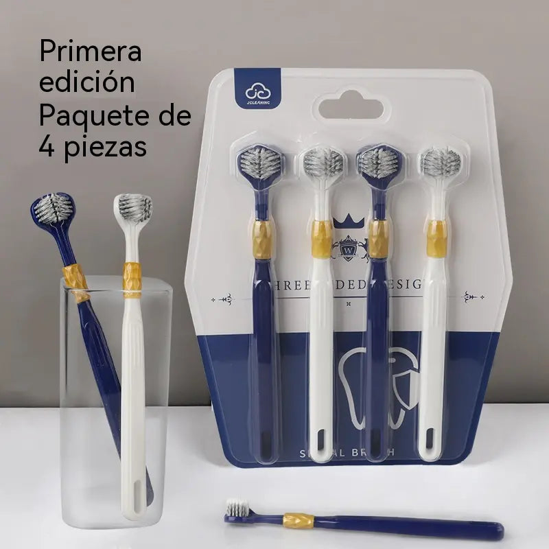 Cepillo de dientes de tres caras con cerdas suaves