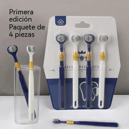 Cepillo de dientes de tres caras con cerdas suaves